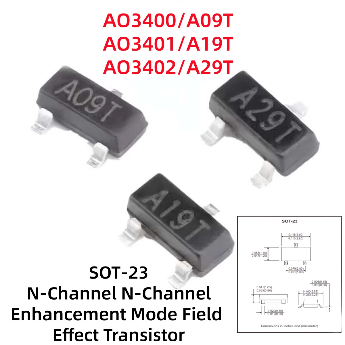 Electronics Repair Youtube - 100-500 stuks AO3400/A09T AO3401/A19T AO3402/A29T N-kanaal